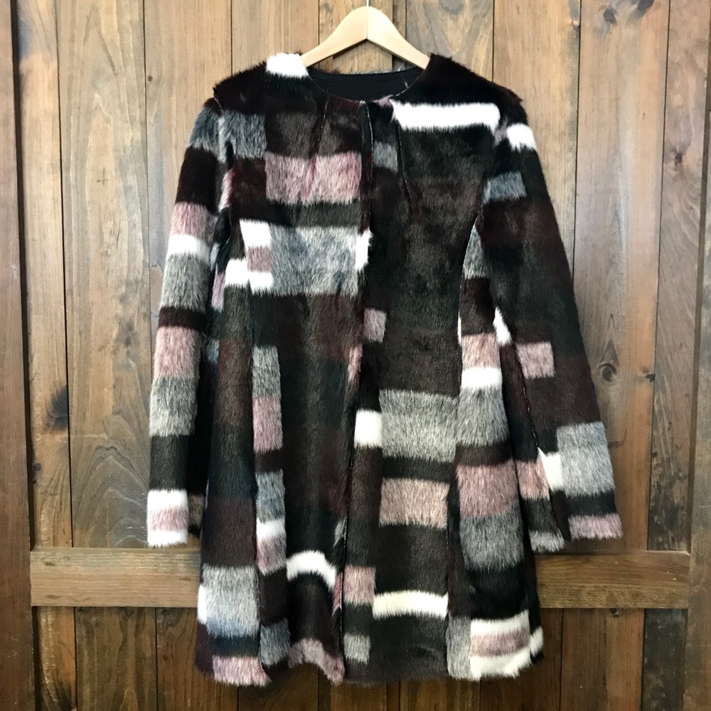 Dawn Levy patchwork faux fur jacket